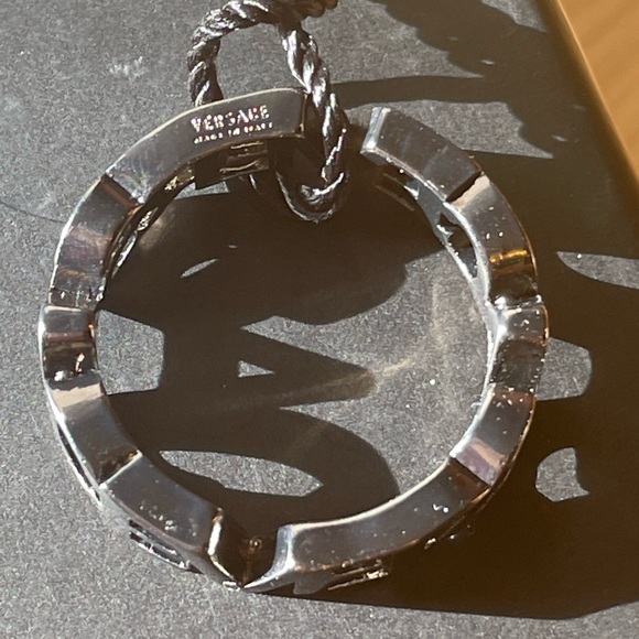 Versace Logo Gunmetal Silver Ring - Picture 4 of 13